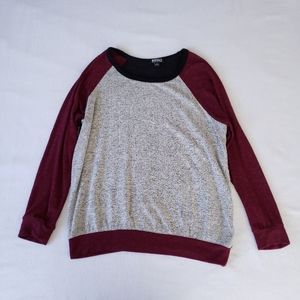 Buffalo David Bitton Maroon and Heather Gray Crew Neck Sweater